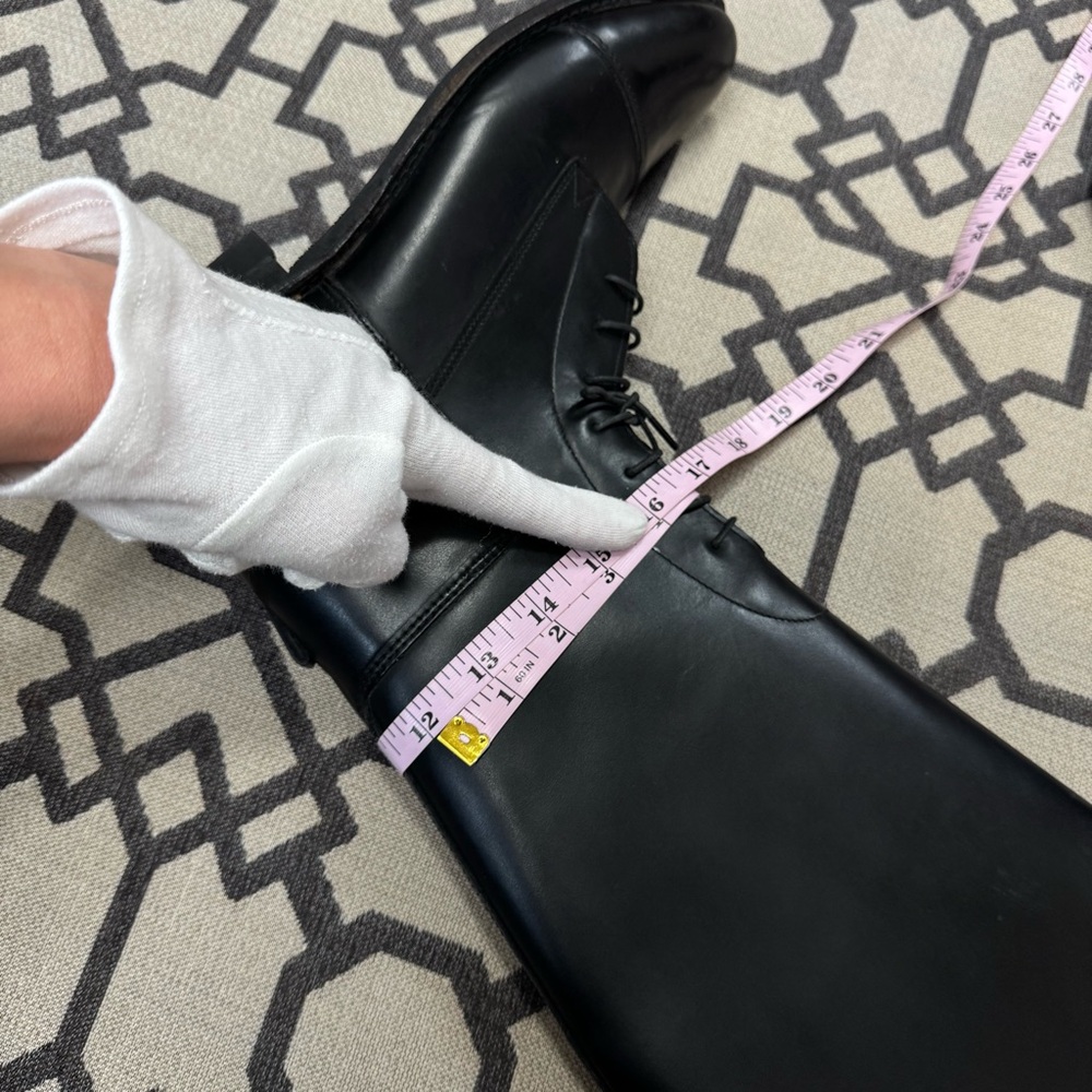The Effingham by Bond Boot Black Leather Equestrian Lace Tall Riding Boots Sz 8 - Picture 12 of 17